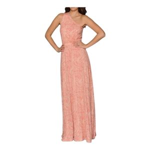 RP BY RACHEL PALLY Pink Abstract One Shoulder Jersey Knit Maxi Length Dress S